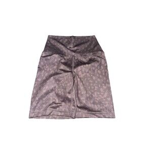 Yogalicious Lux Animal Print Taupe Brown Biker Shorts Women's Size s W/pockets